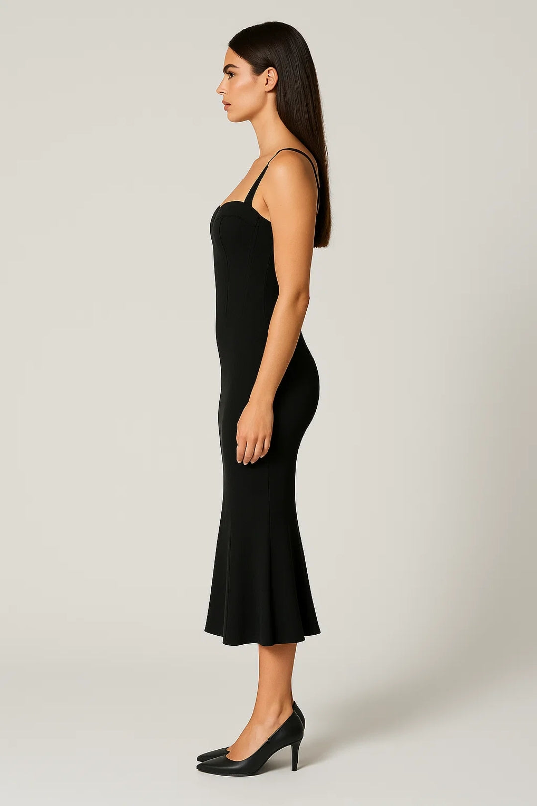 Robe Midi à Bretelles | Robe Ajustée Évasée | Légère et Respirante