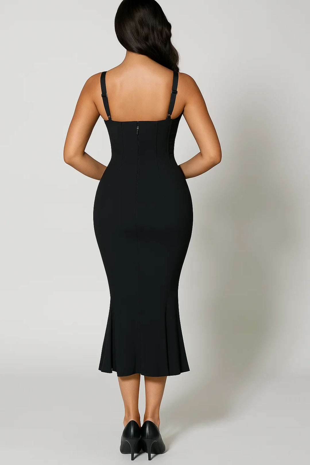 Robe Midi à Bretelles | Robe Ajustée Évasée | Légère et Respirante