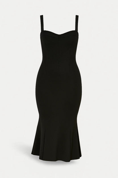 Robe Midi à Bretelles | Robe Ajustée Évasée | Légère et Respirante