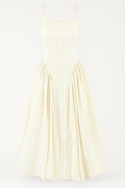 Robe midi Femme - À Carreaux Vichy Bretelles Ajustables | Estivale