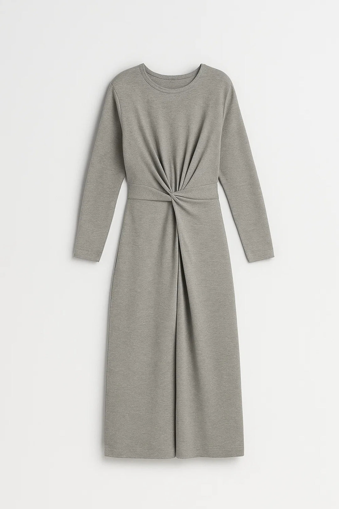 Robe Midi à Manches Longues | Robe Nouée à la Taille | Confortable et Élégante