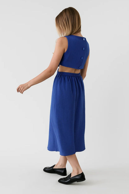 Robe Midi Moderne | Robe Découpée à Taille Haute | Légère et Structurée