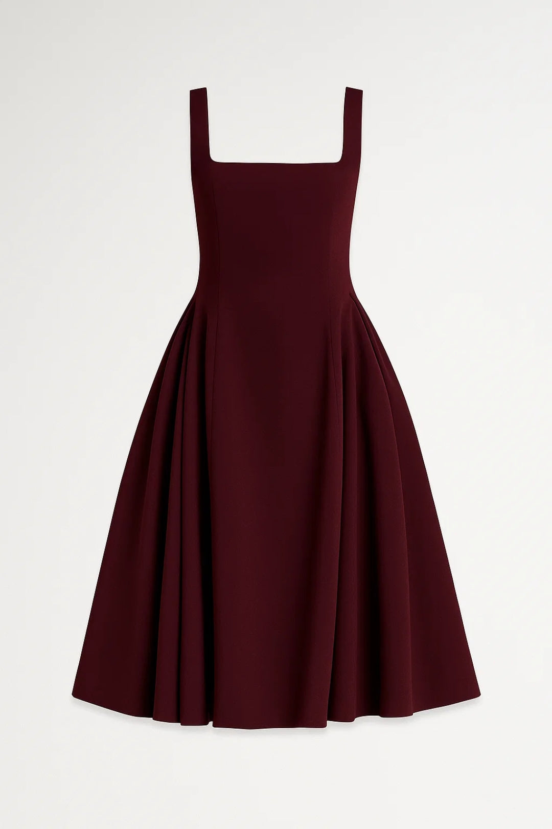 Robe Midi Structurée | Robe Évasée à Encolure Carrée | Légère et Respirante