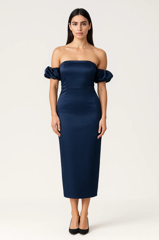 Robe Midi Épaules Dénudées | Robe de Soirée Élégante | Légère et Respirante