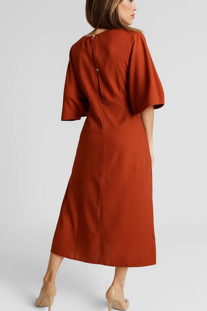 Robe Portefeuille Midi | Robe Élégante à Manches Kimono | Légère et Raffinée