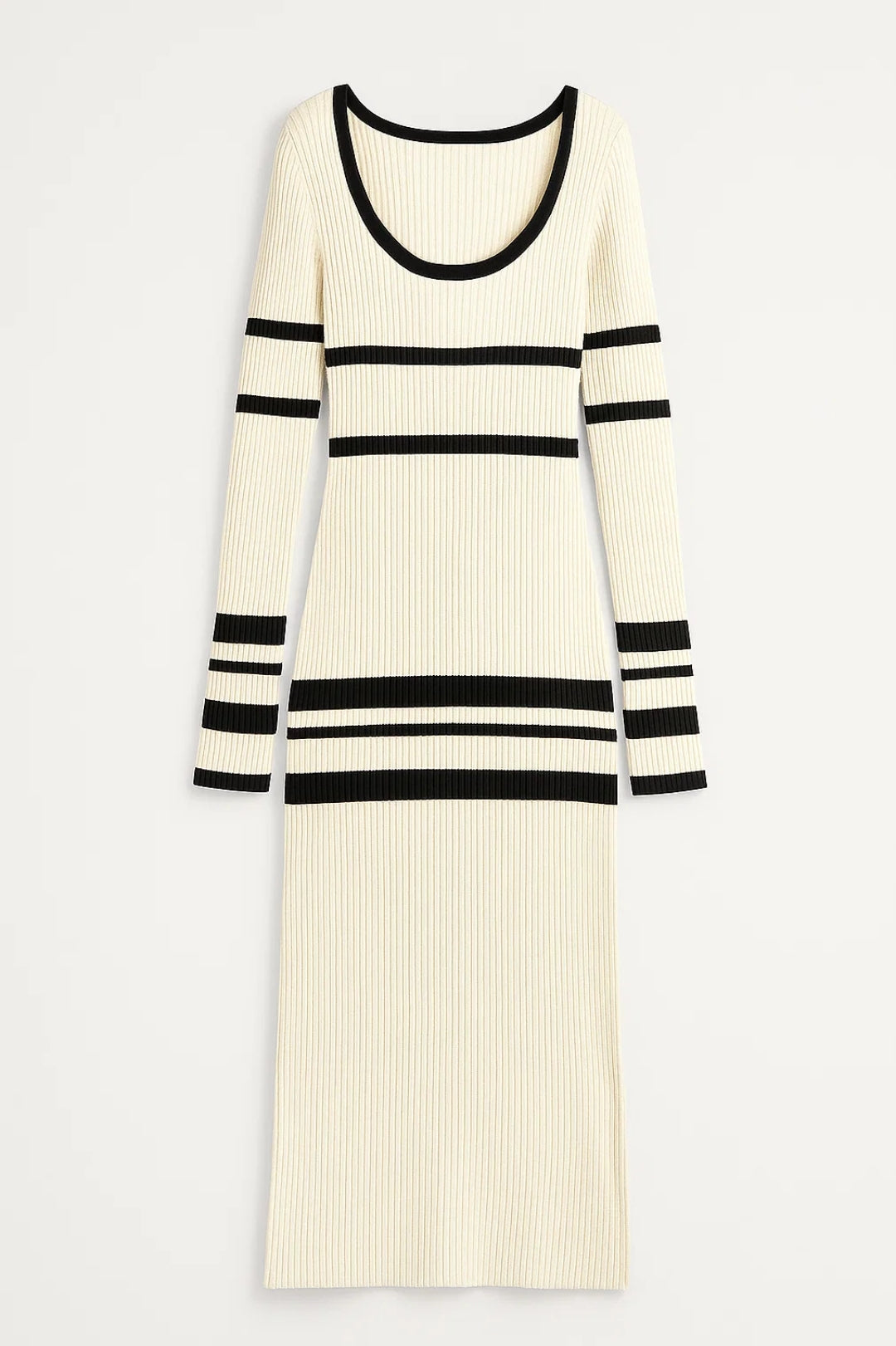 Robe Pull Longue Rayée | Robe d’Hiver Confortable | Élégante et Douillette