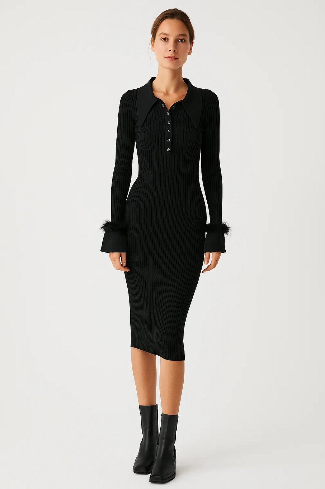 Robe Pull Élégante | Robe Mi-Longue Ajustée | Confortable et Stylée