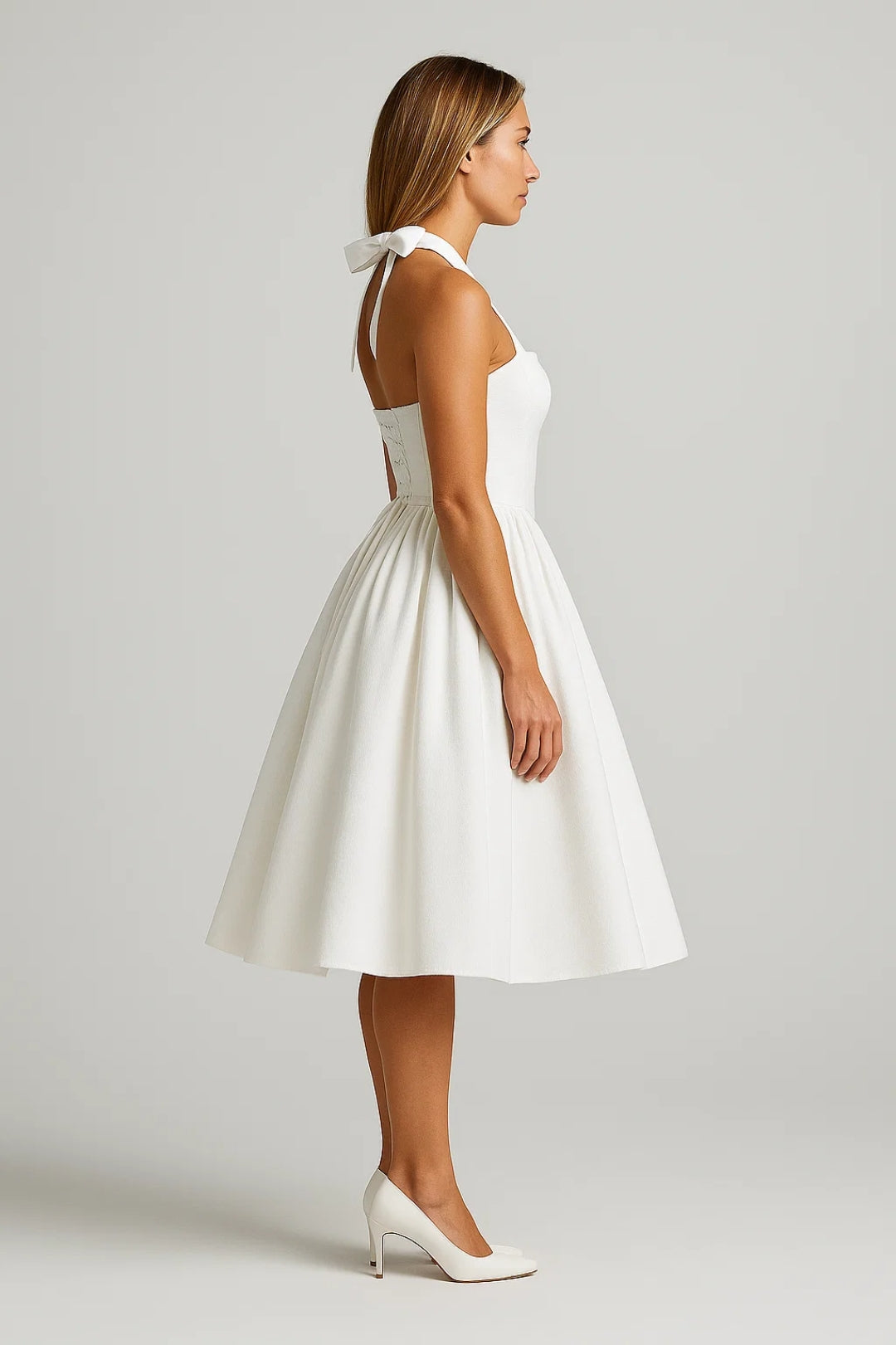 Robe Vintage Mi-Longue | Robe Patineuse à Bretelles | Légère et Respirante