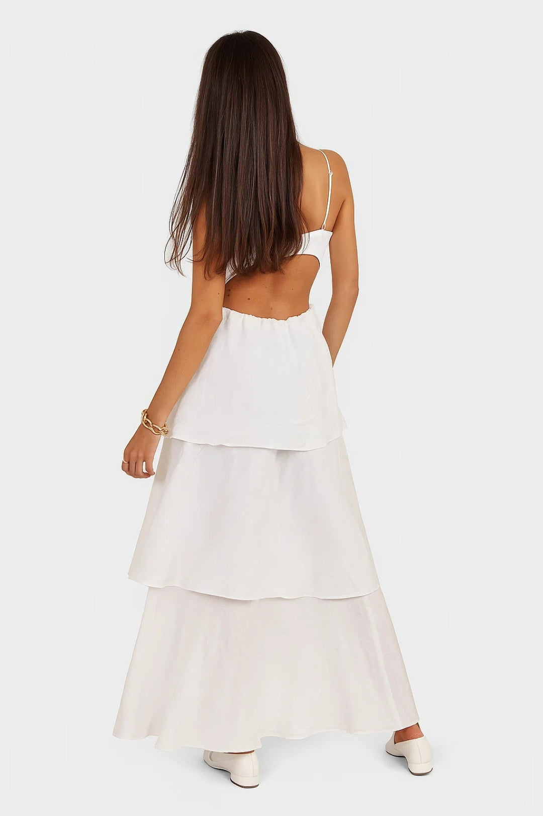 Robe Volants Découpée | Robe Longue à Bretelles Fines | Élégante et Estivale