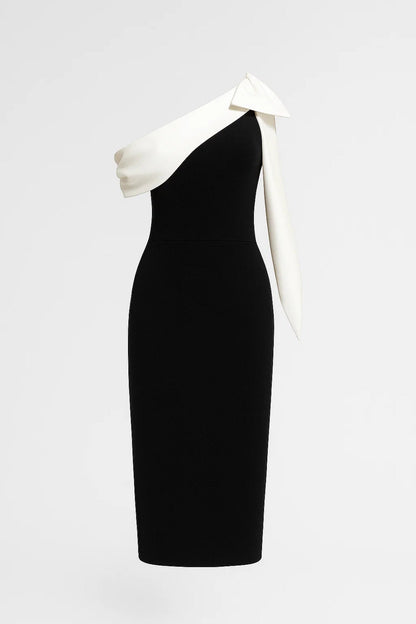 Robe asymétrique bicolore | Robe midi élégante | Légère et respirante