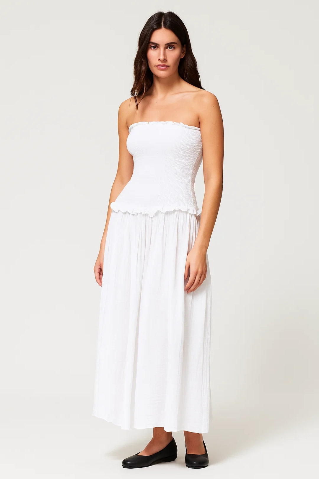 Robe bustier smockée | Robe longue d’été fluide | Légère et respirante ...