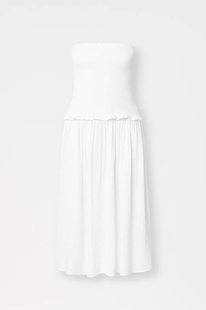 Robe bustier smockée | Robe longue d’été fluide | Légère et respirante