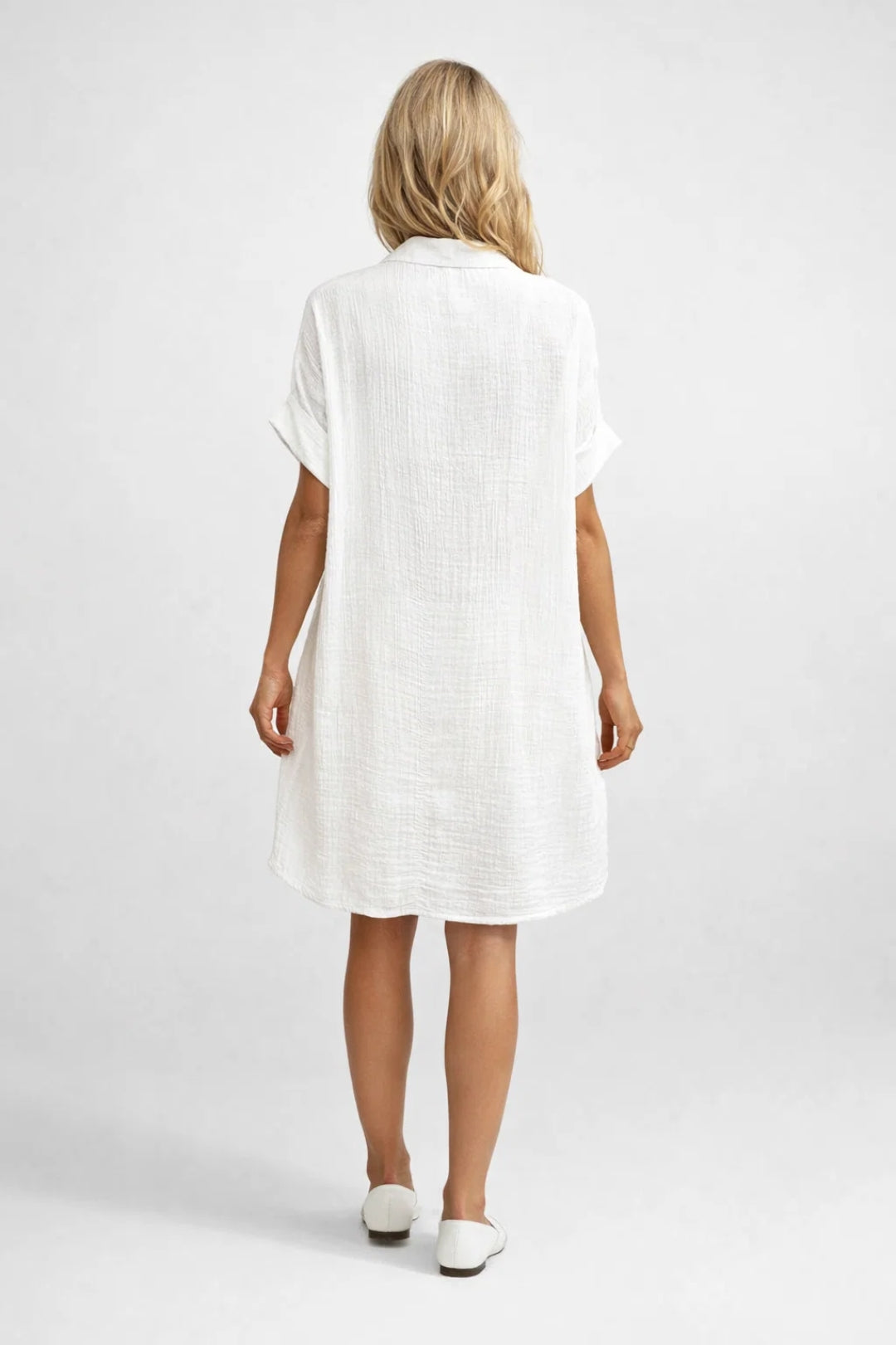 Robe Midi Femme - Col Chemise Boutons Manches Courtes | Casual