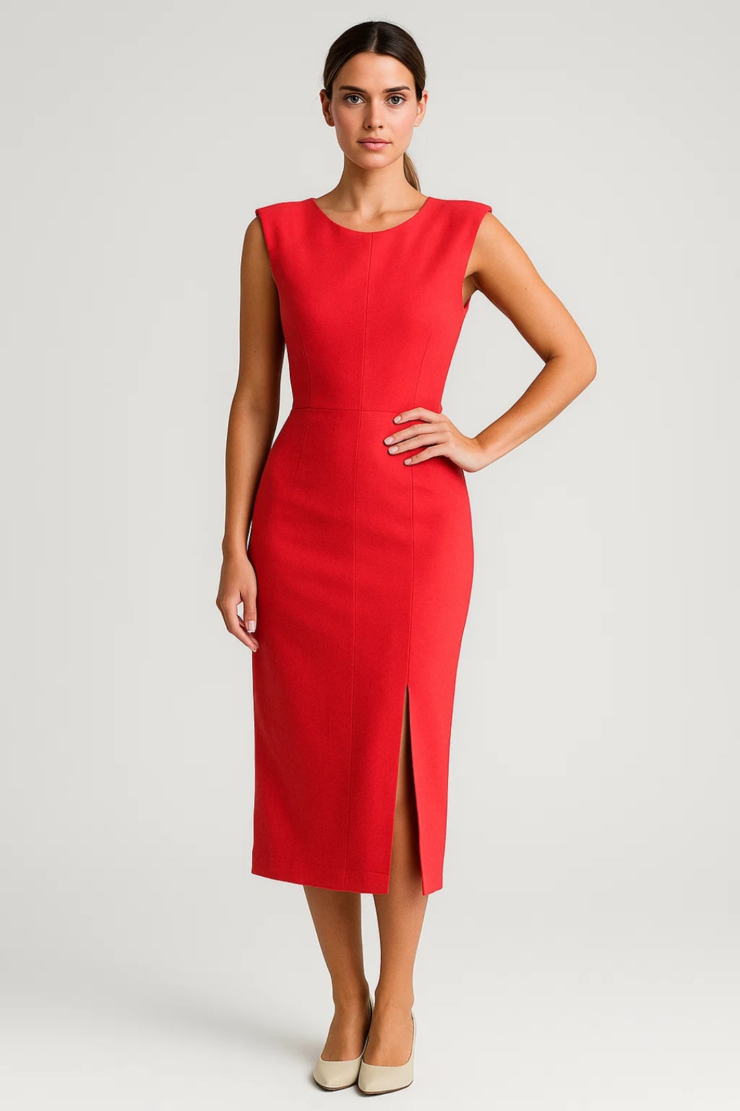 Robe crayon chic | Robe midi sans manches | Légère et respirante