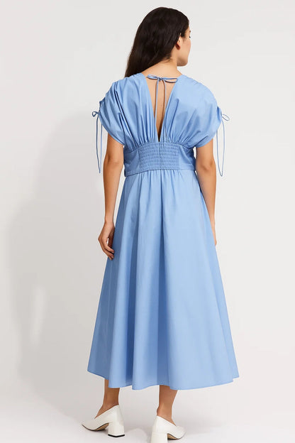 Robe fleurie à manches nouées | Robe longue fluide | Légère et respirante