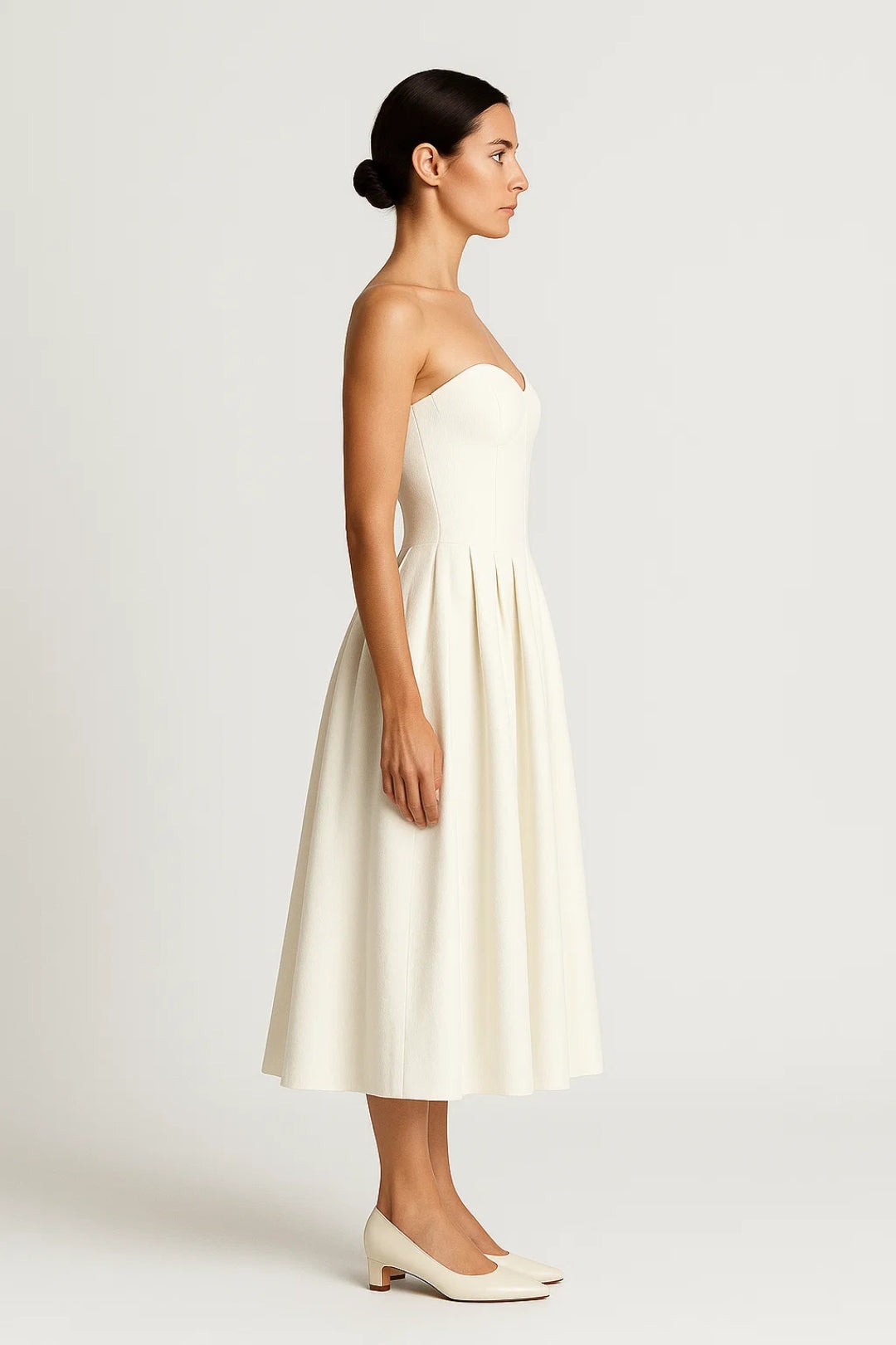 Robe Élégante Midi | Robe Bustier Plissée | Légère et Confortable