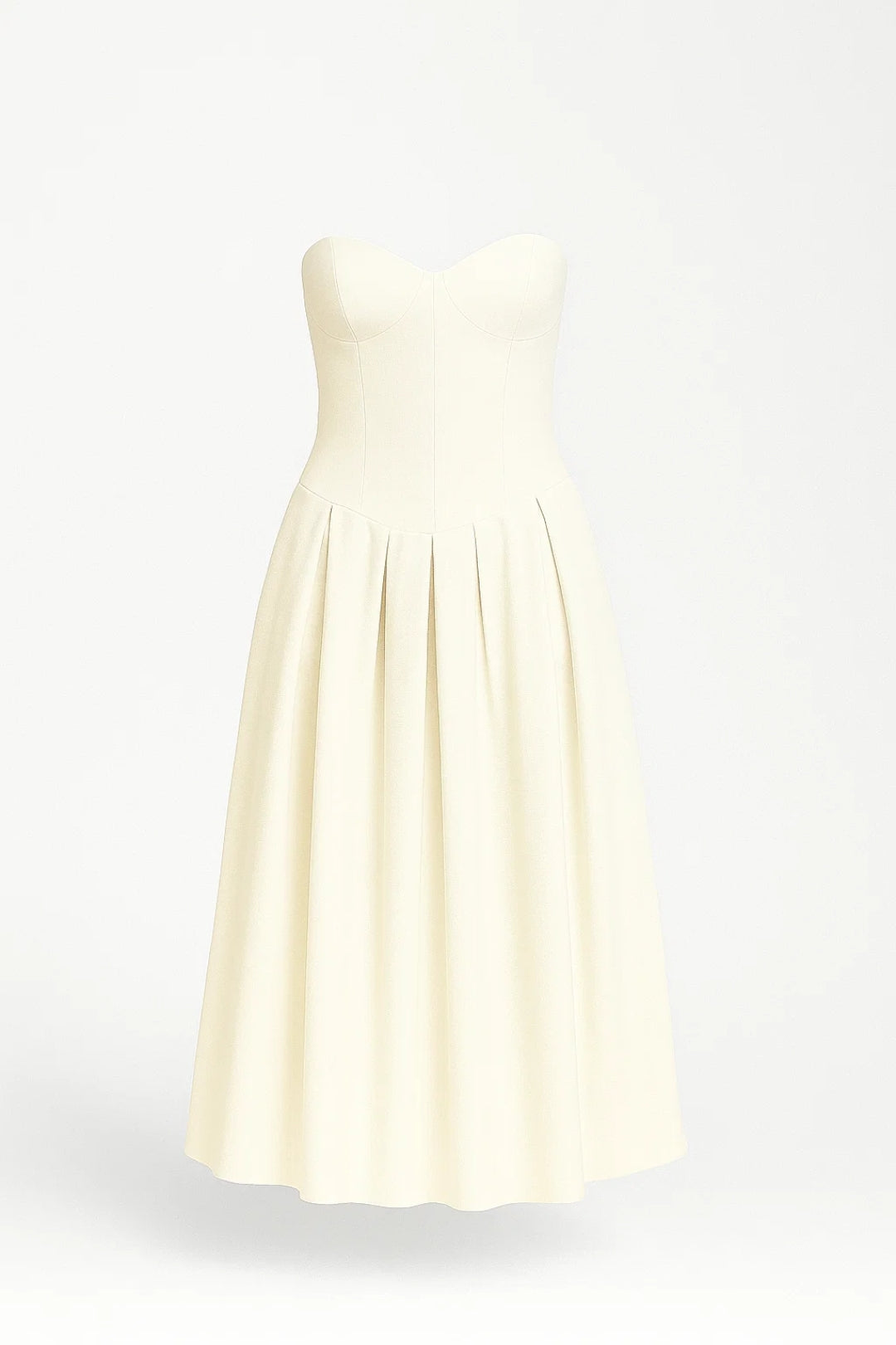 Robe Élégante Midi | Robe Bustier Plissée | Légère et Confortable