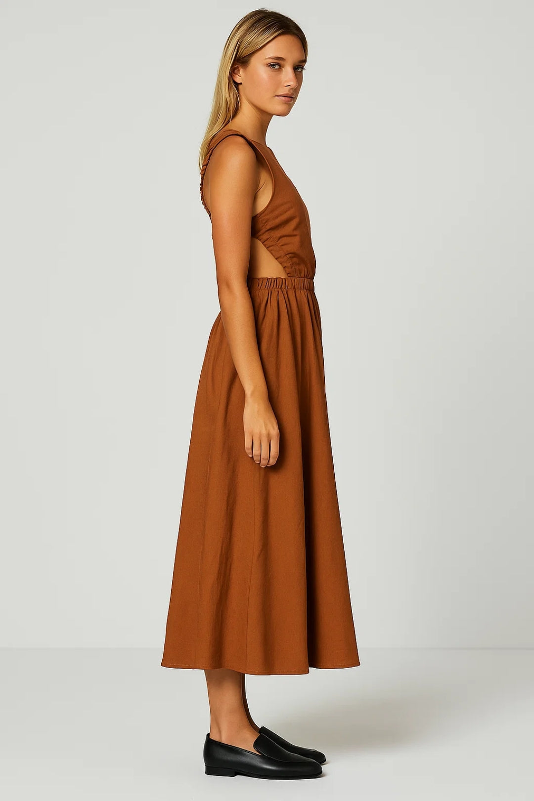 Robe Élégante d'Été | Robe midi sans manches | Fluide et Intemporelle