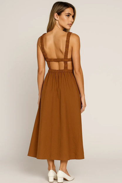 Robe Élégante d'Été | Robe midi sans manches | Fluide et Intemporelle