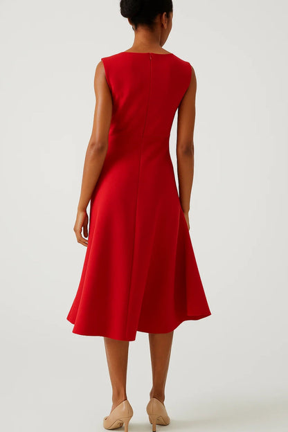 Robe élégante à volant noué | Robe midi sans manches | Légère et respirante