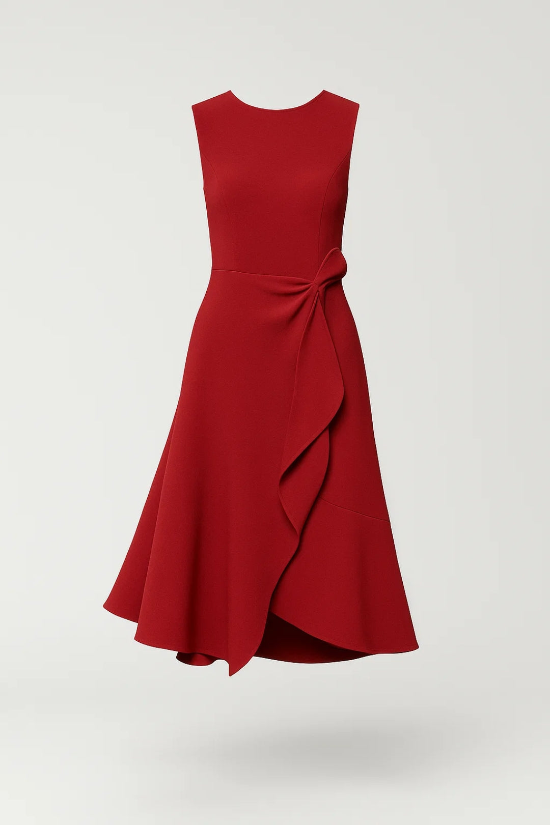 Robe élégante à volant noué | Robe midi sans manches | Légère et respirante