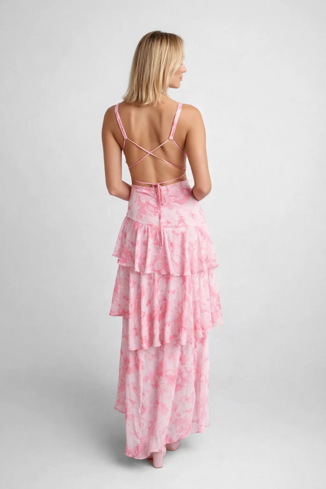 Robe Maxi Femme - Volantée Décolleté V Dos Nu | Florale Chic
