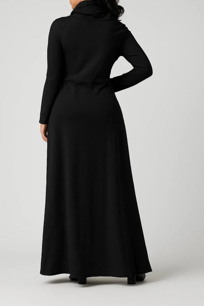 Robe longue à col bénitier | Robe à manches longues avec poches | Légère et respirante