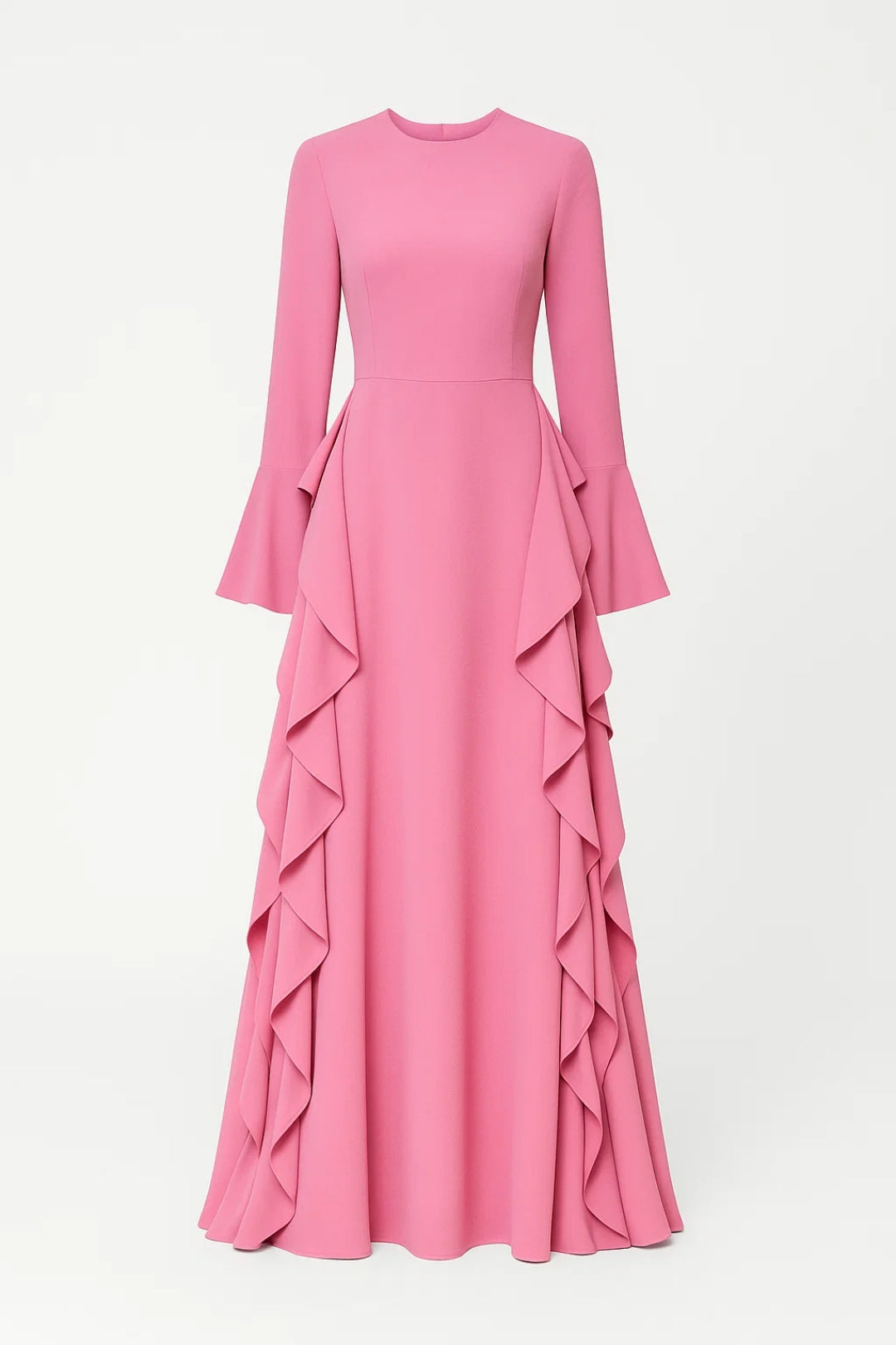 Robe longue à volants | Robe habillée manches longues | Légère et respirante