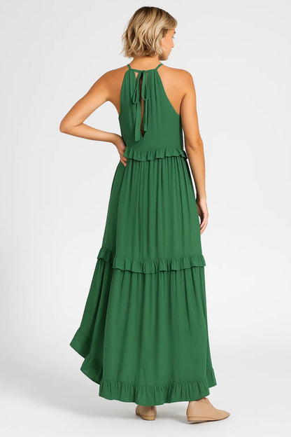 Robe maxi à volants | Robe d’été fluide sans manches | Légère et respirante