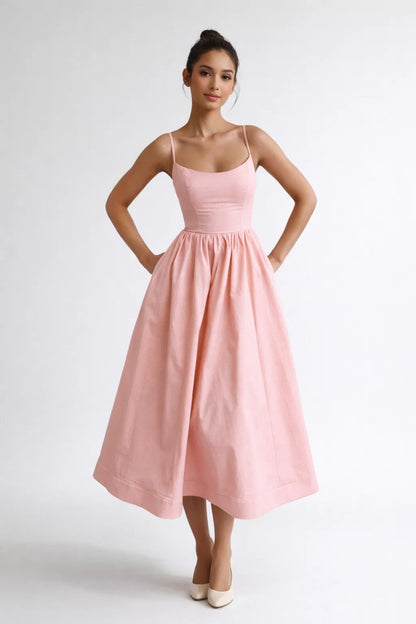 Robe midi Femme | chic & élégante | bretelles fines ajustées pour Été