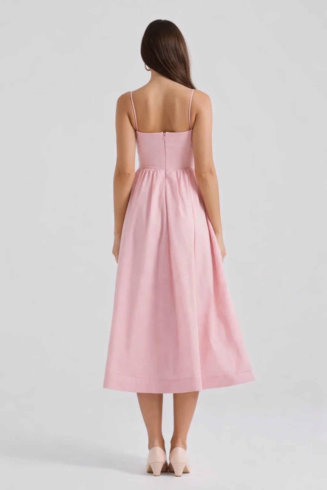 Robe midi Femme | chic & élégante | bretelles fines ajustées pour Été