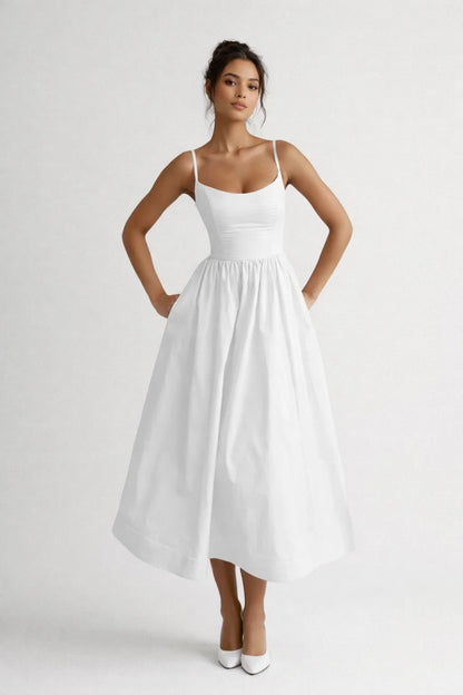 Robe midi Femme | chic & élégante | bretelles fines ajustées pour Été