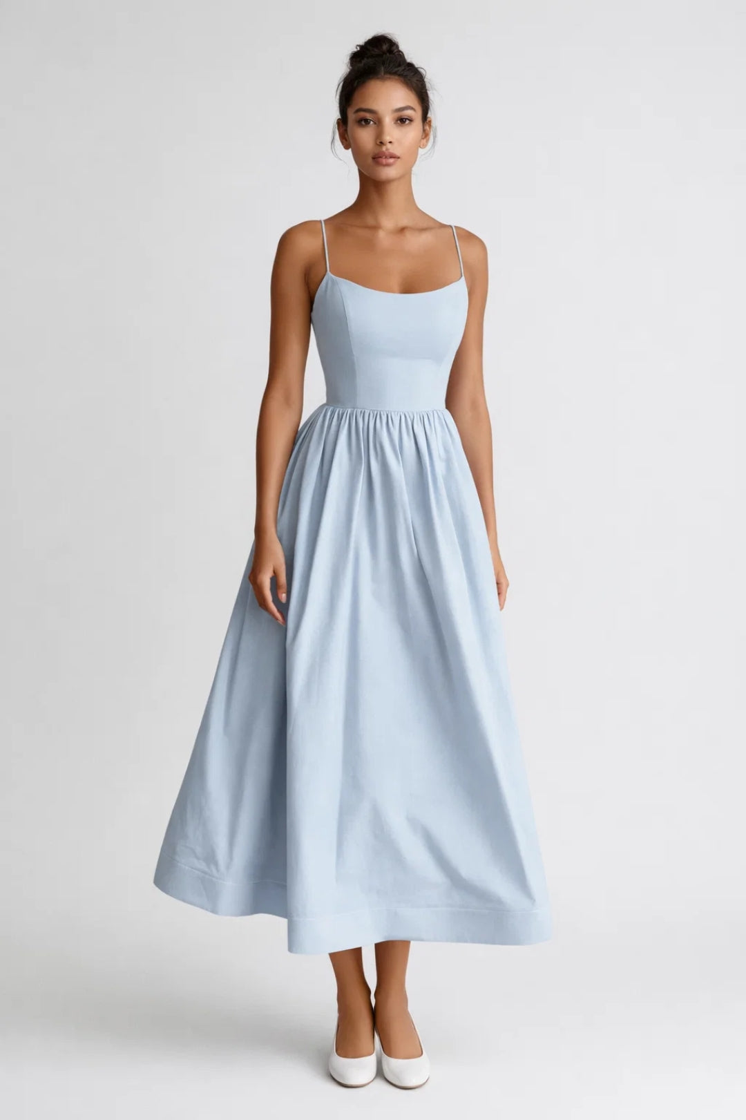 Robe midi Femme | chic & élégante | bretelles fines ajustées pour Été