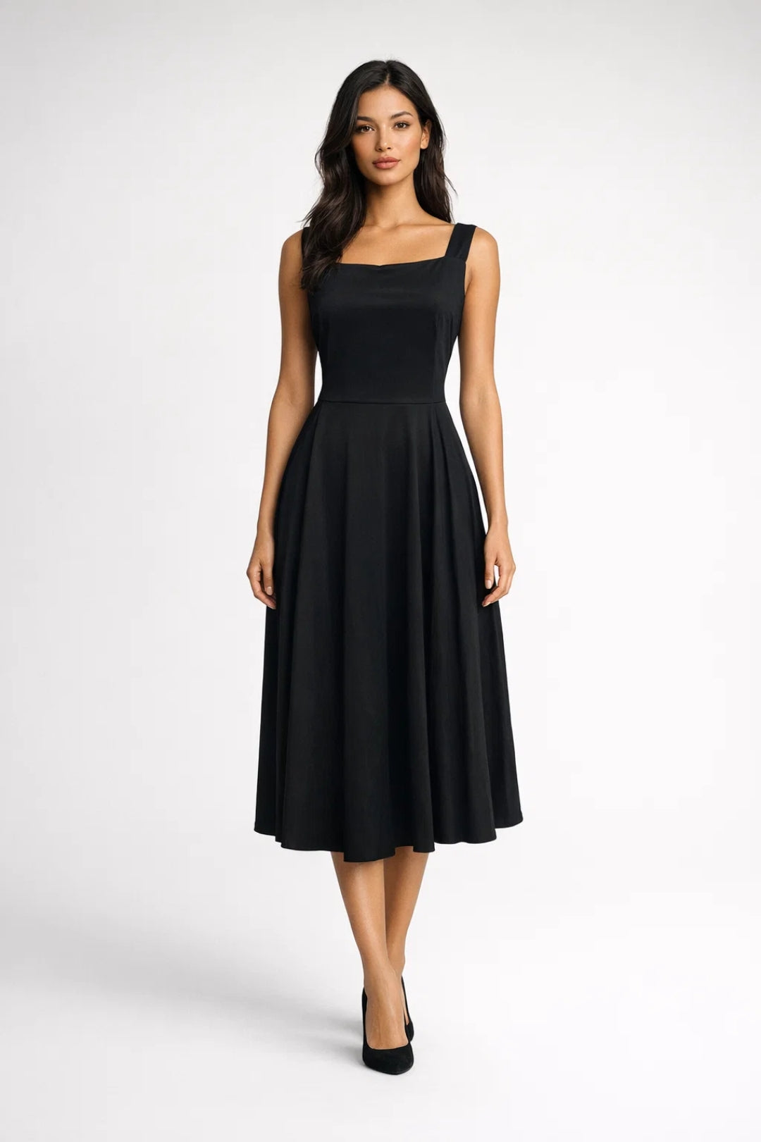 Robe Midi Femme - Sans Manches Coupe Évasée | Élégante