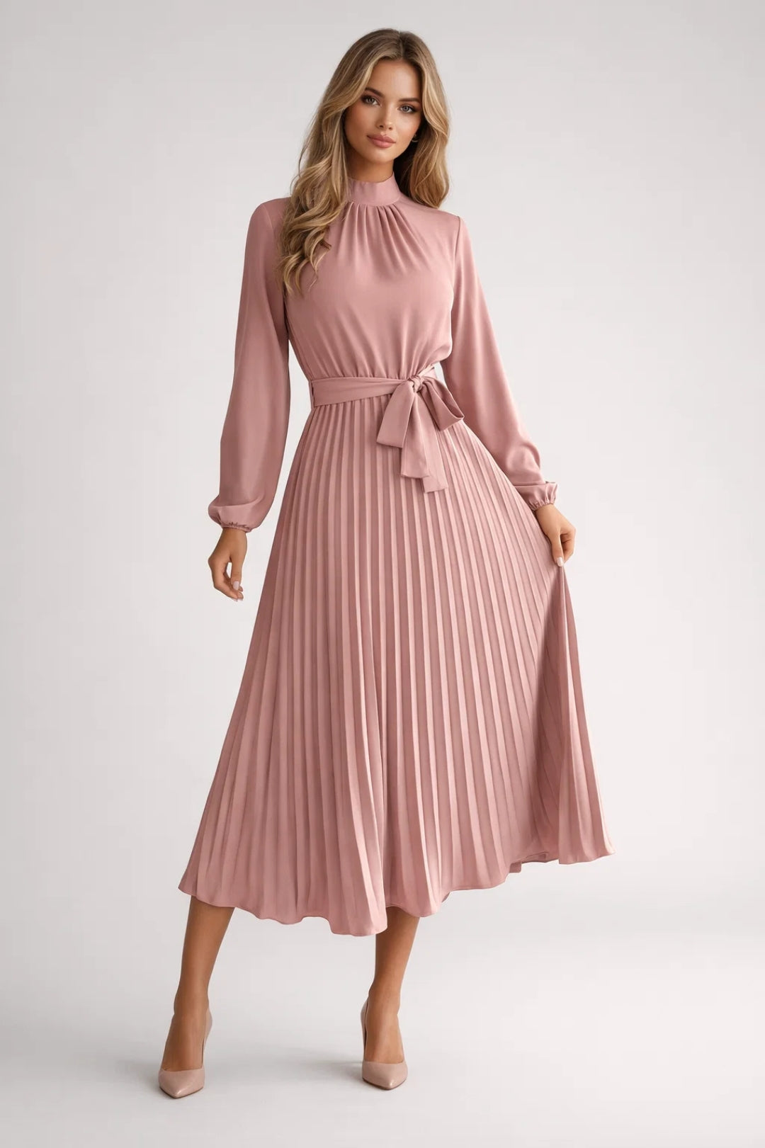 Robe midi Femme | élégante & fluide | jupe plissée pour Printemps