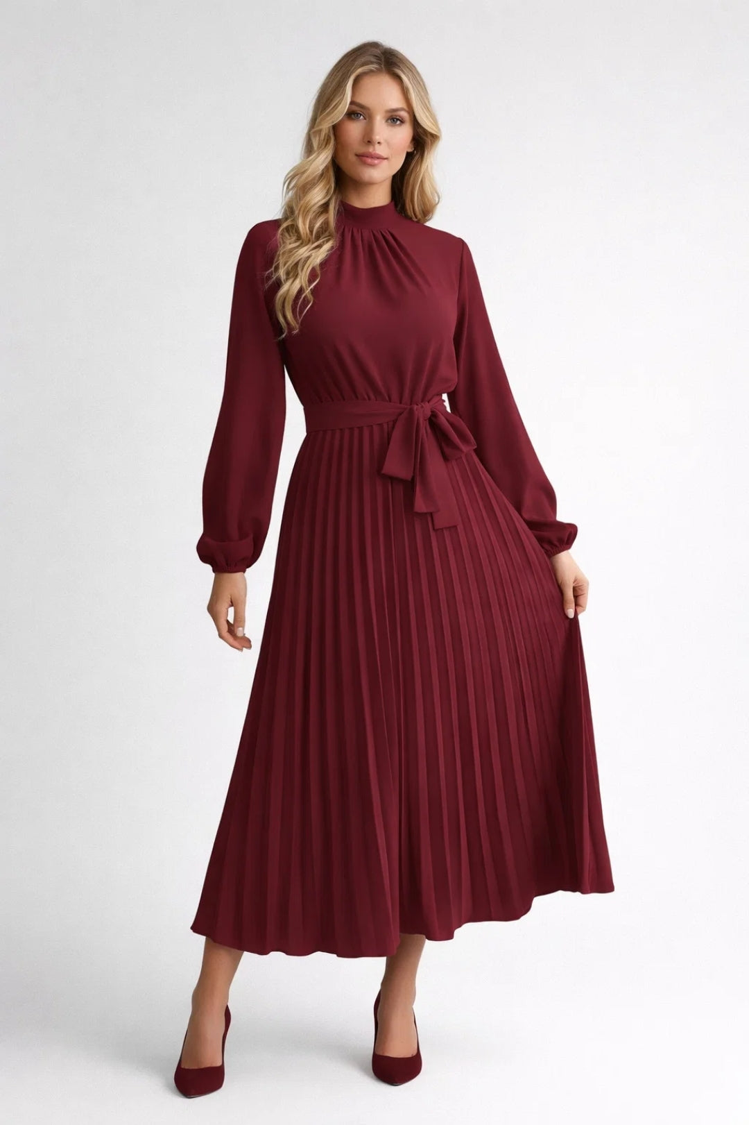 Robe midi Femme | élégante & fluide | jupe plissée pour Printemps