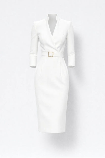 Robe midi Femme | vêtement femme & tenue femme | col croisé ceinturé pour Printemps