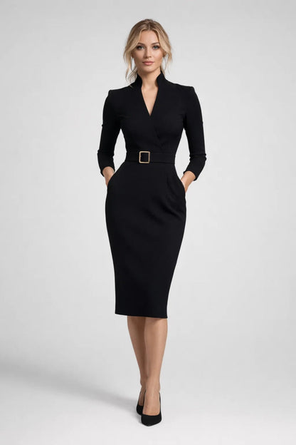 Robe midi Femme | vêtement femme & tenue femme | col croisé ceinturé pour Printemps