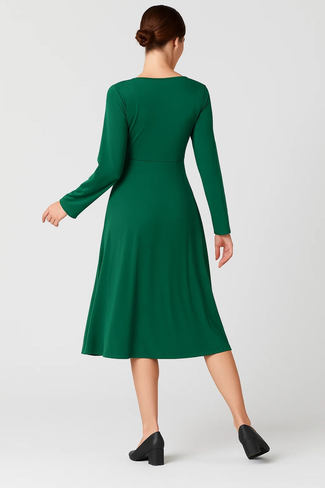 Robe midi à boutons décoratifs | Robe à manches longues évasée | Légère et respirante