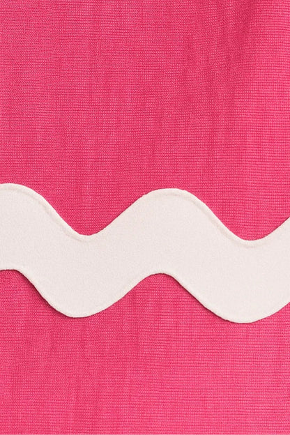 Robe midi à bretelles larges ondulées | Robe contrastée évasée | Légère et respirante