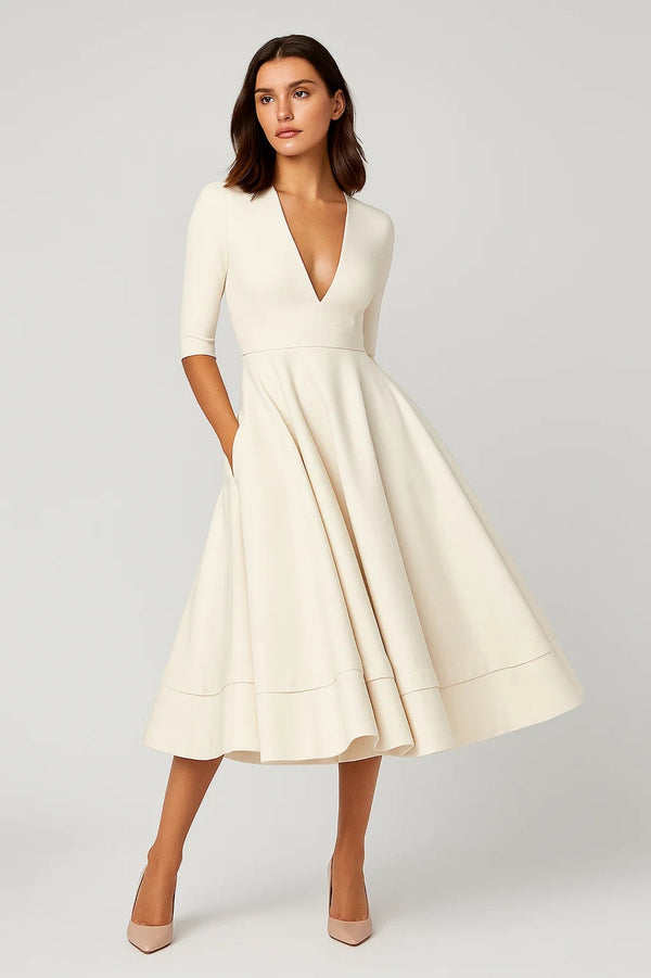 Robe Femme | Midi | Élégante | silhouette évasée pour Mi-Saison