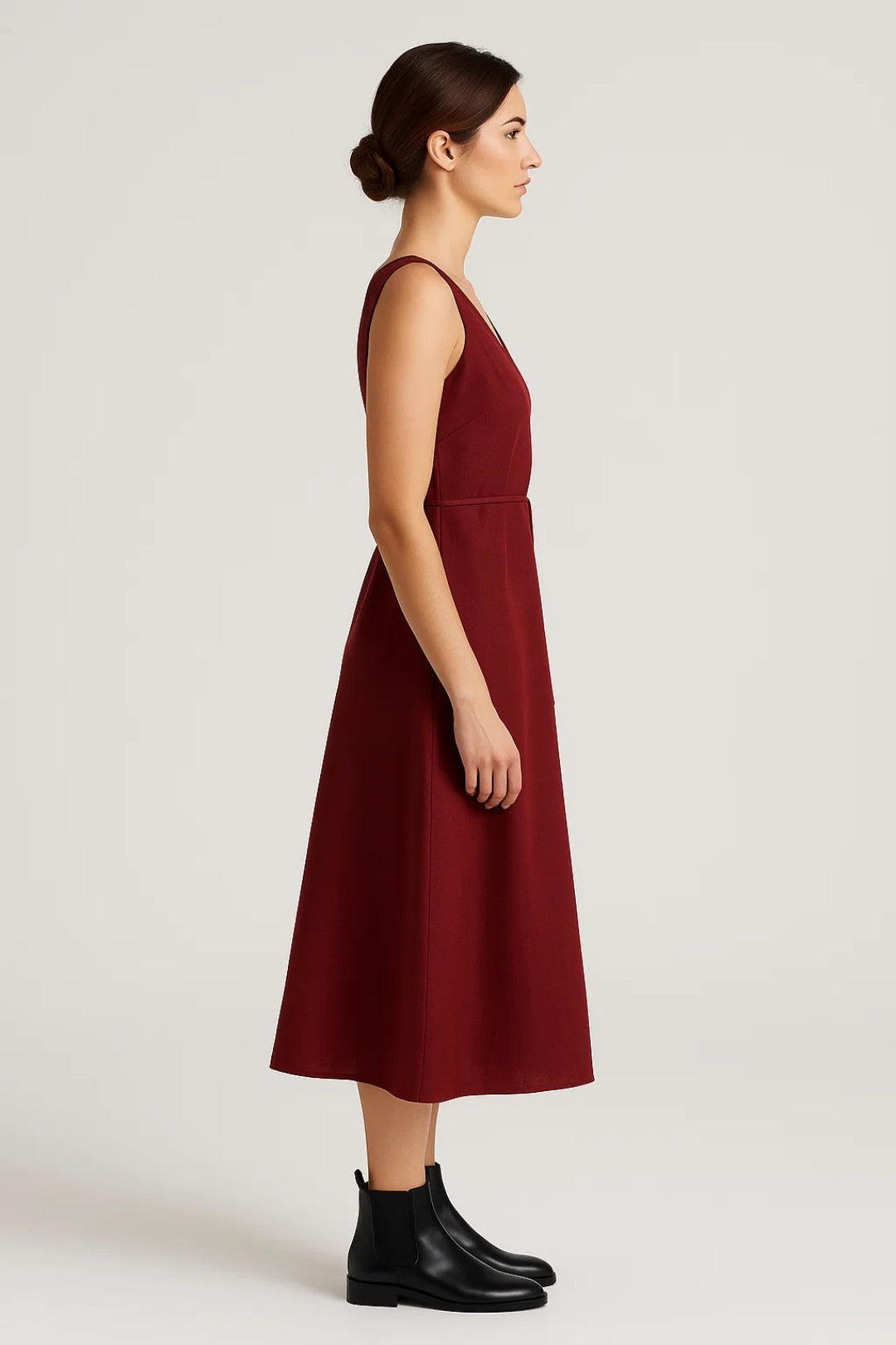 Robe portefeuille mi-longue | Robe élégante sans manches | Légère et respirante