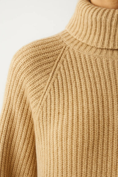 Robe pull col roulé femme | Robe longue côtelée | Chaude et confortable