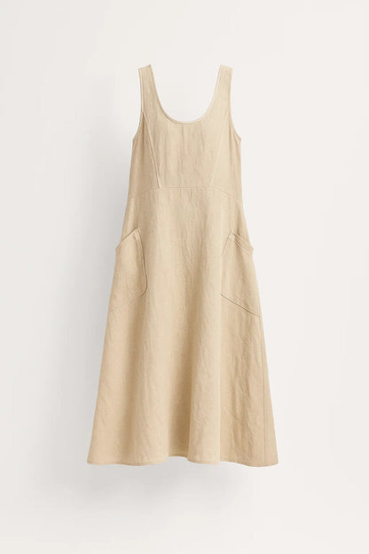 Robe évasée sans manches femme | Robe midi à poches | Légère et décontractée