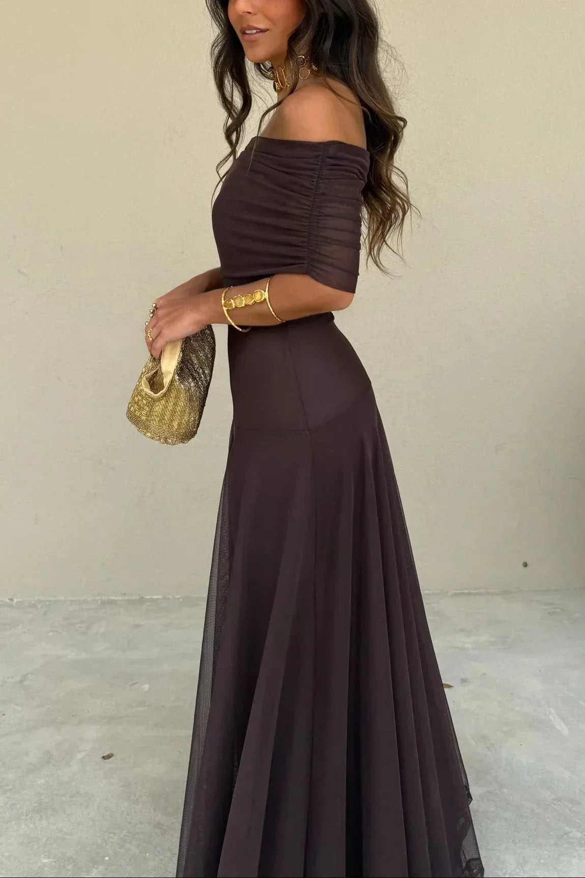 Séraphine - Robe Invitée Mariage Femme Élégante à une Épaule avec Drapé Fluide et Coupe Maxi
