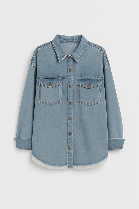 Surchemise Effet Denim | Chemise oversize pour femme | Décontractée et Tendance