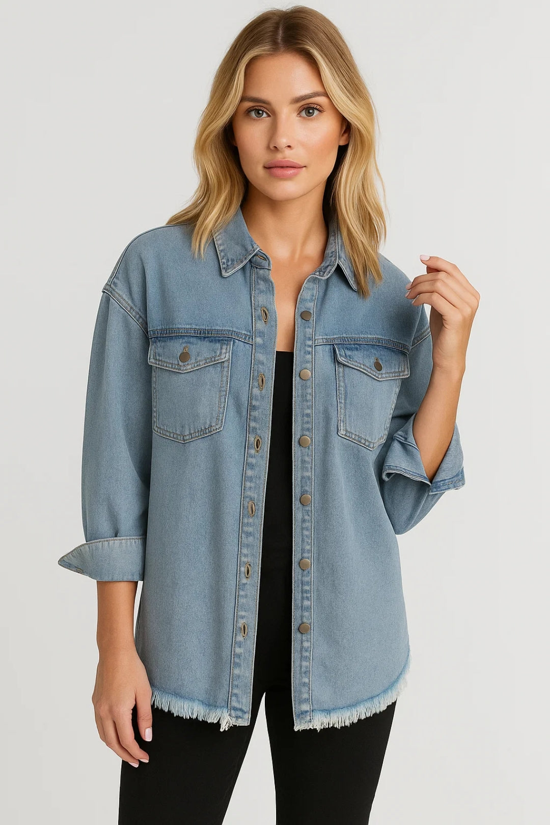 Surchemise Effet Denim | Chemise oversize pour femme | Décontractée et Tendance