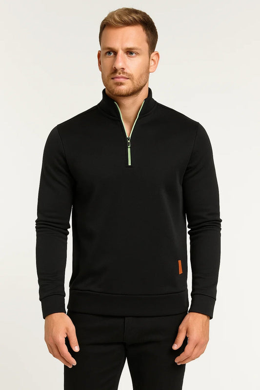 Sweat Homme | Col Zippé 1/2 Style Moderne | Coupe Droite pour Hiver