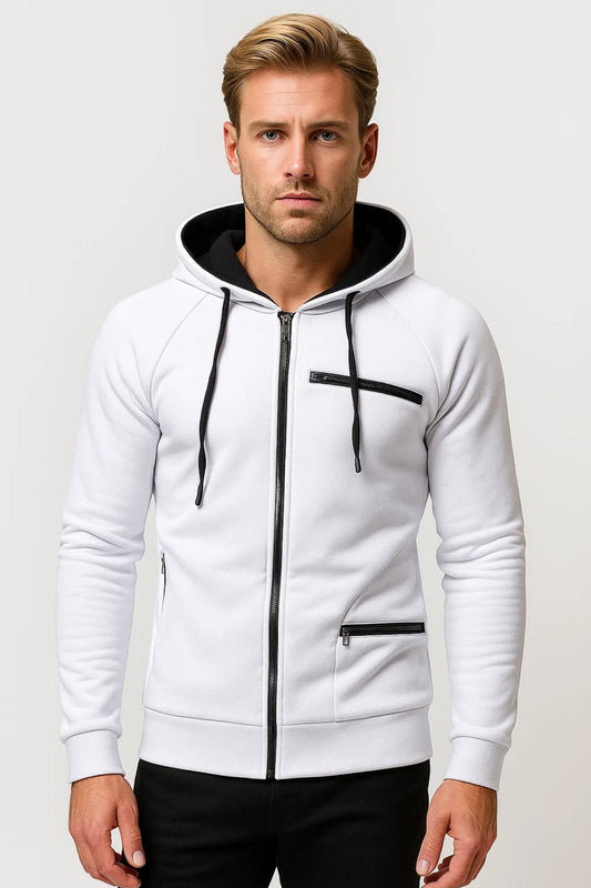 Sweat Homme | Zippé à Capuche Style Moderne | Coupe Ajustée pour Hiver