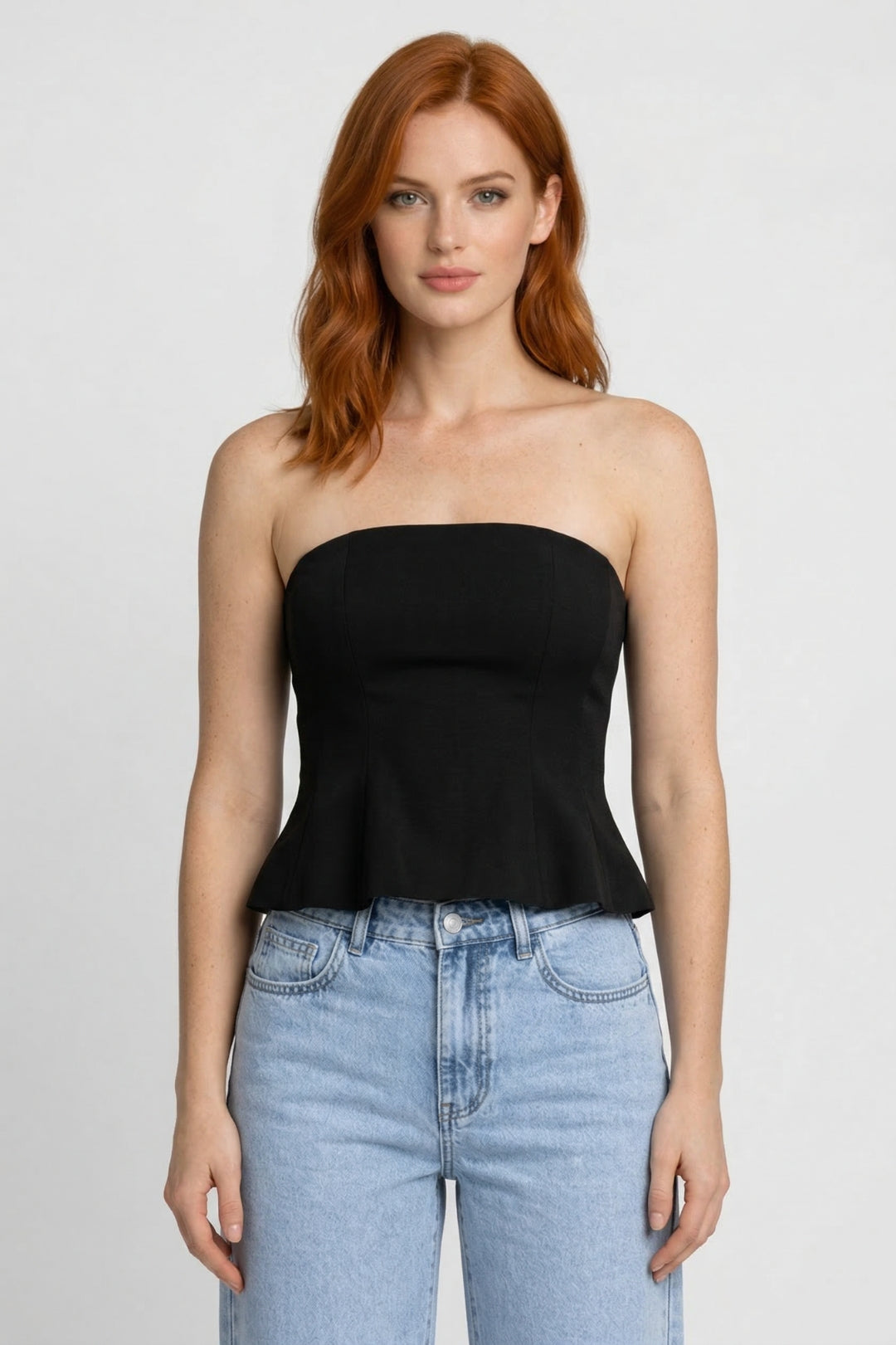 Top Femme - Bustier Sans Bretelles avec Coupe Évasée